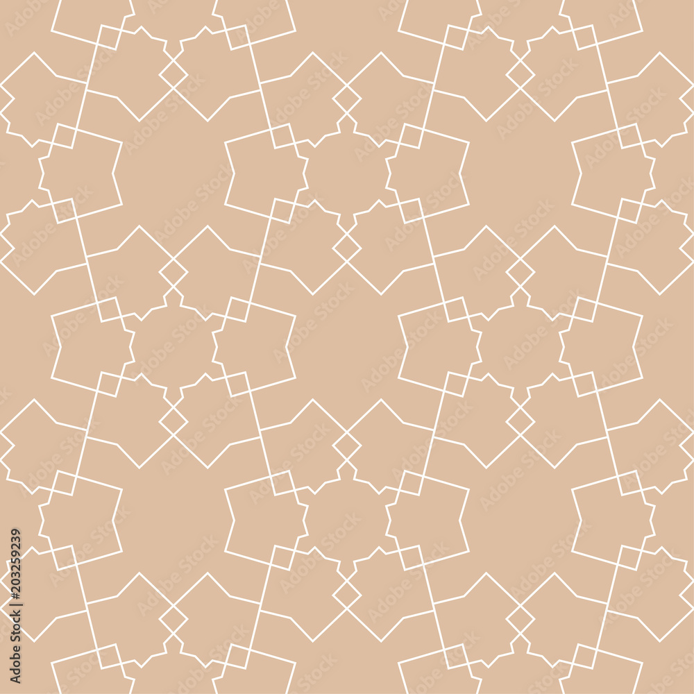 Beige and white geometric ornament. Seamless pattern Beige and white geometric ornament. Seamless pattern
