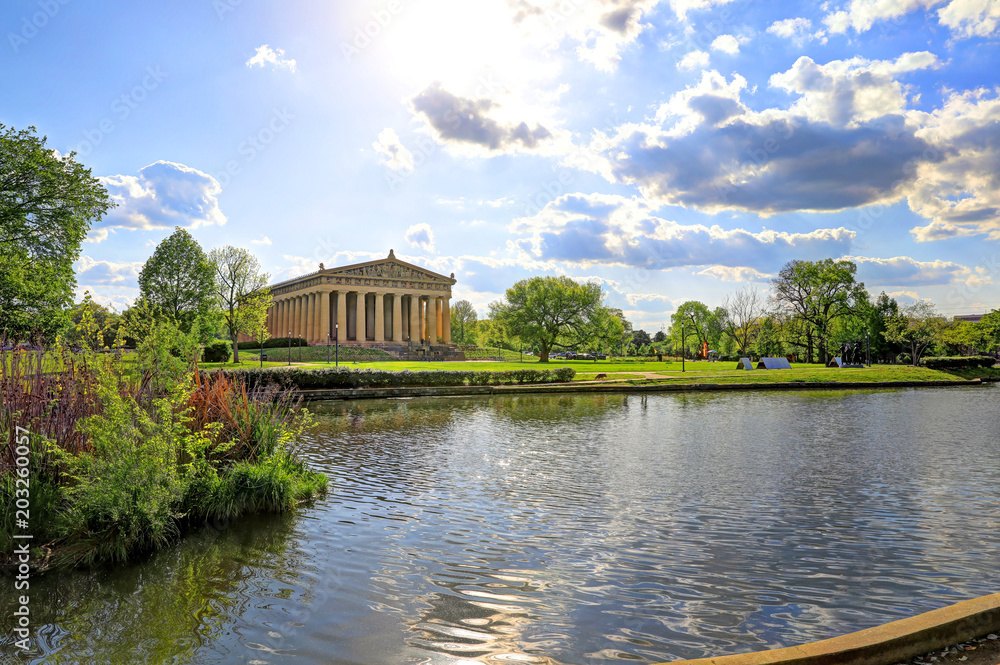 The Parthenon in Nashville, Tennessee is a full scale replica of the original Parthenon in Greece. The Parthenon is located in Centennial Park.