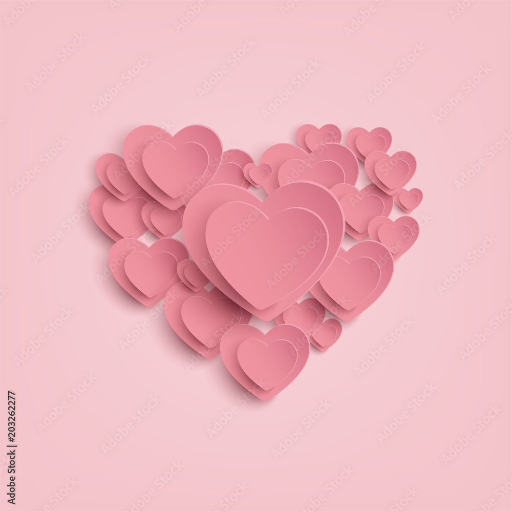 paper heart on pink background
