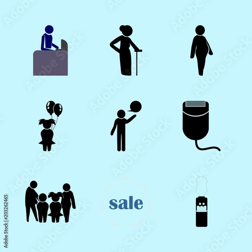 icons about Human with speech, sing, mother, parent and presentation