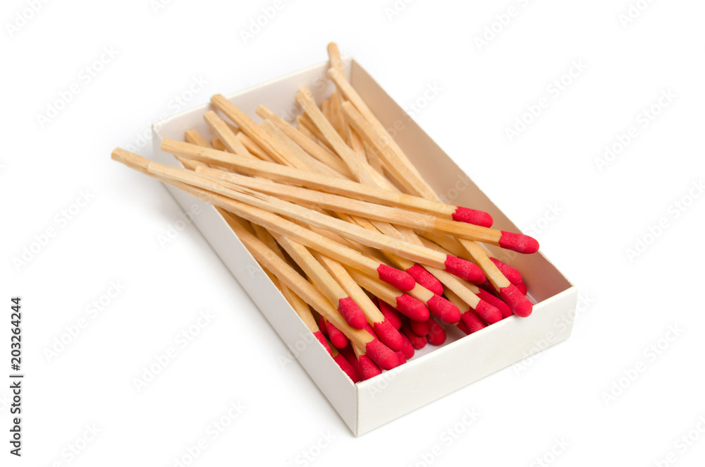 Matches in a box, isolated on white