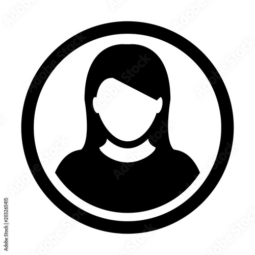 User Icon Vector Female Person Symbol Profile Circle Avatar Sign in Flat Color Glyph Pictogram illustration