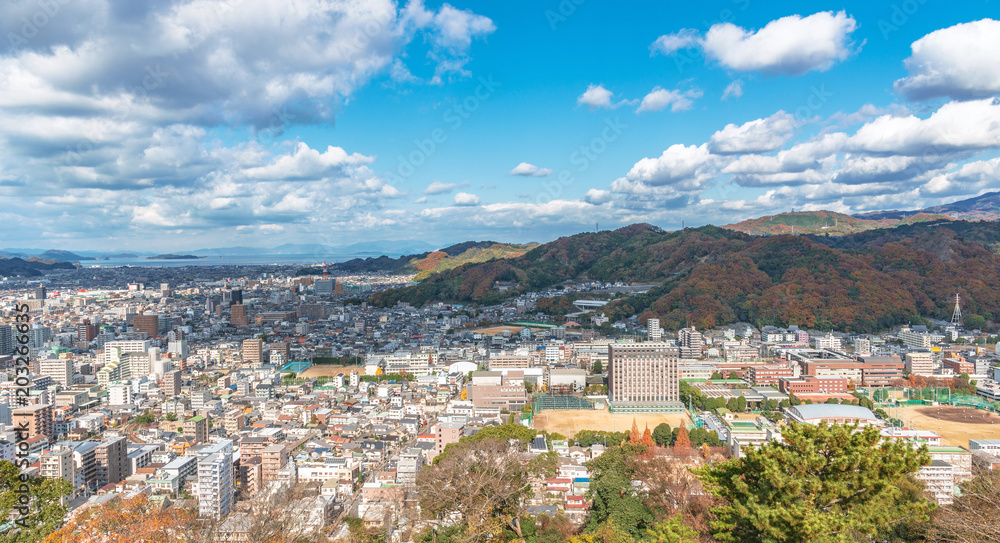 松山城からの松山市街地の眺望