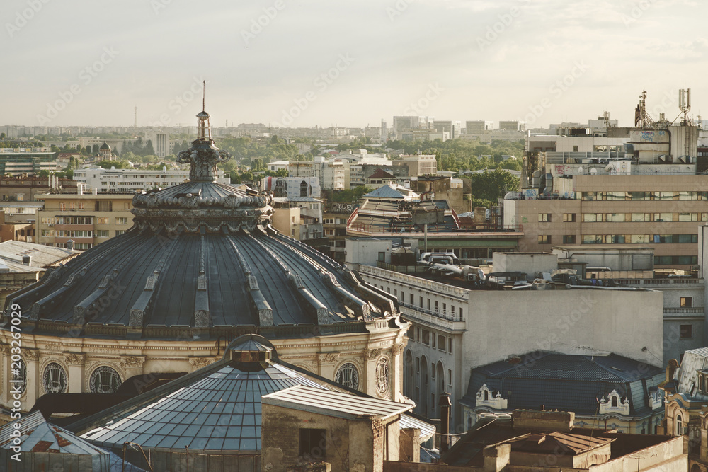 Obraz premium Rooftops in Bucharest in the evening