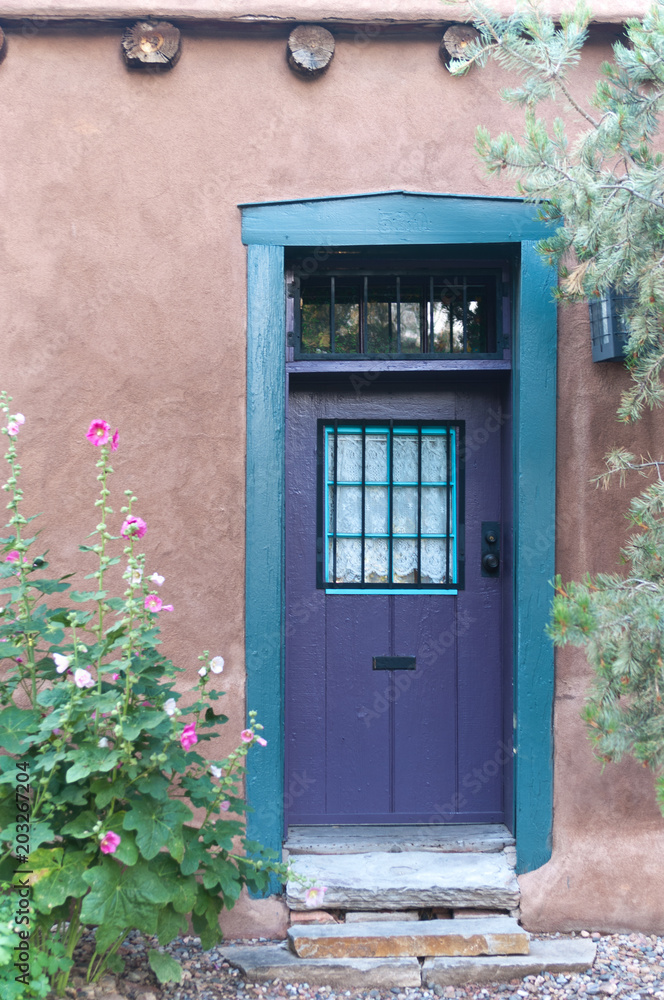 purple door with hollyhocks santa fe nm purple door with hollyhocks santa fe nm