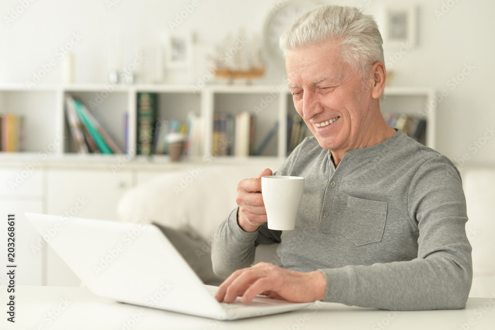 senior man using laptop senior man using laptop