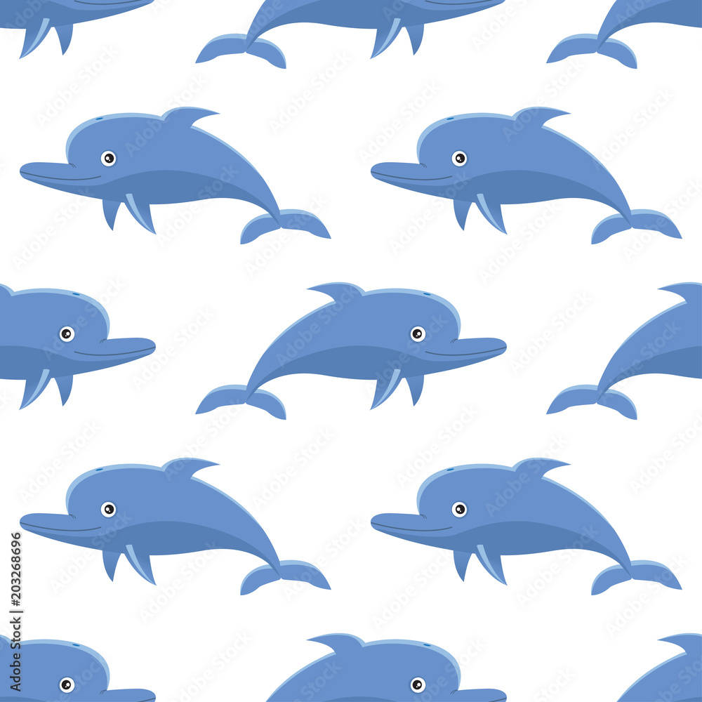 Seamless pattern with cartoon dolphins Seamless pattern with cartoon dolphins