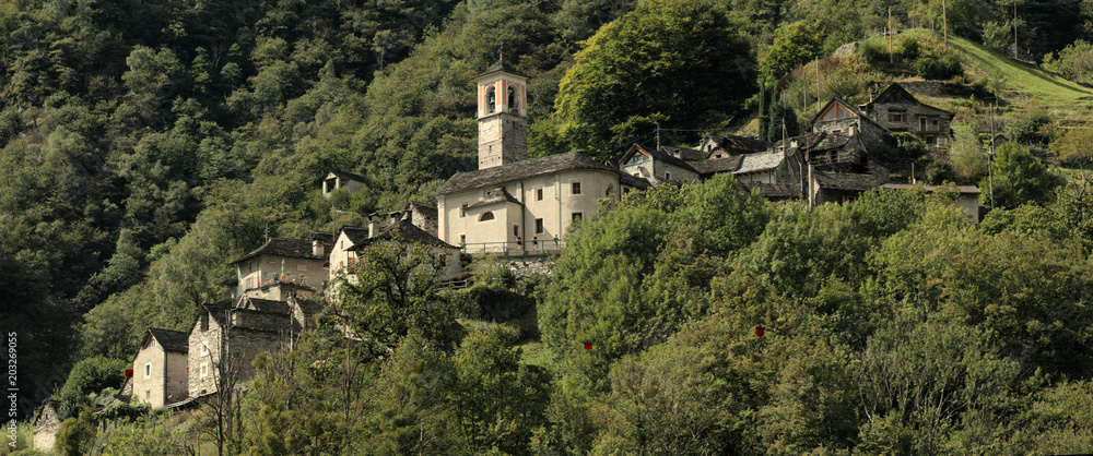 Corippo, the smallest recognised village of Switzerland, in the Valle Versasca, Ticino