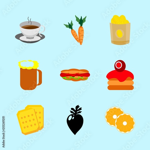 icons about Food with meal, hot, hamburger, organic and fresh
