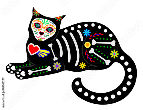Calavera cat isolated on white