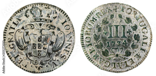Tableau sur toile Ancient copper coin of Portugal
