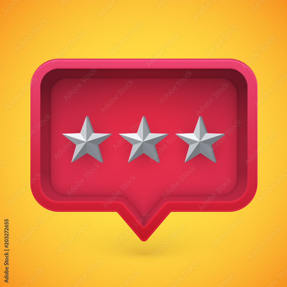 Grey rating stars in speech bubble, vector illustration Grey rating stars in speech bubble, vector illustration