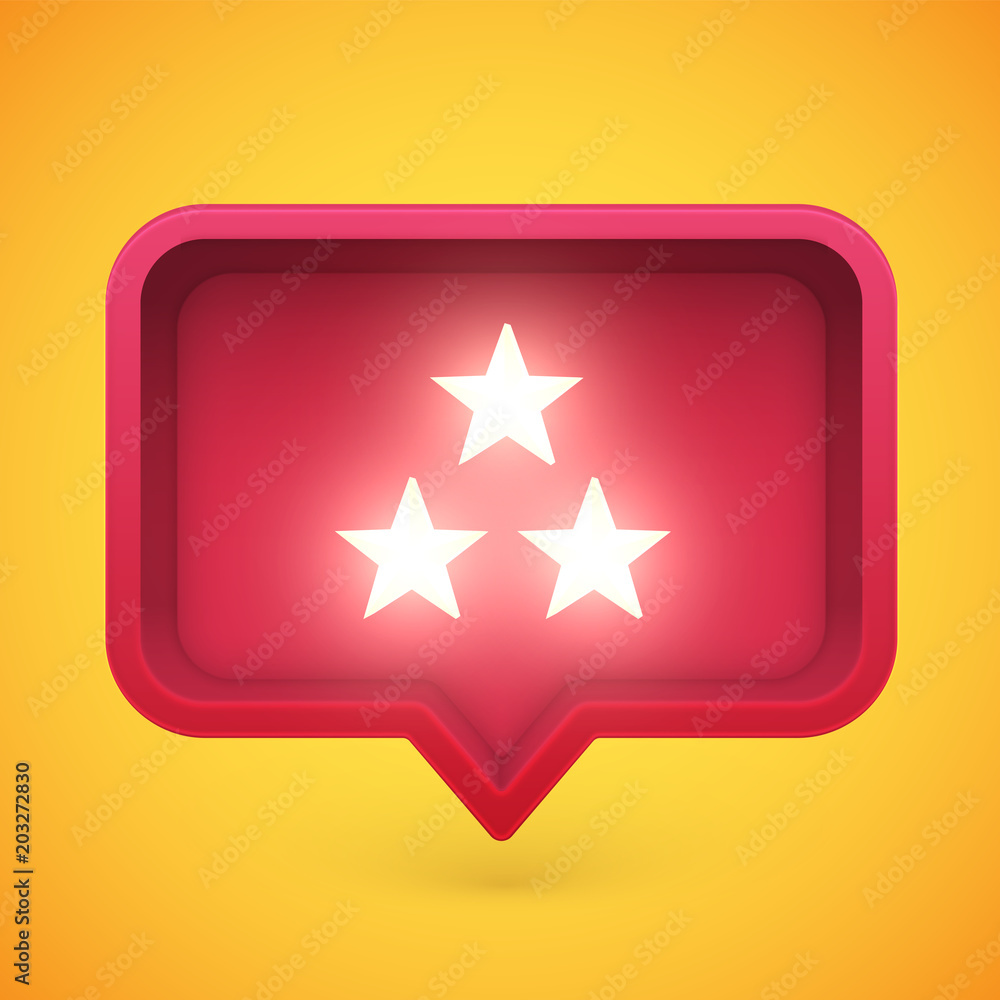 Glowing rating stars in speech bubble, vector illustration Glowing rating stars in speech bubble, vector illustration