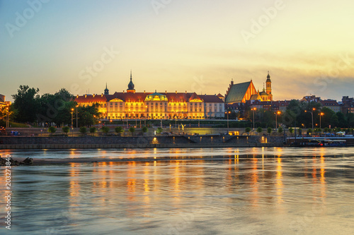 Warsaw Riverside and Royal Palace at Sunset - Poland