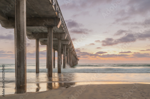 Scripps Pier Sunset Panorama San Diego © DesiDrew Photography