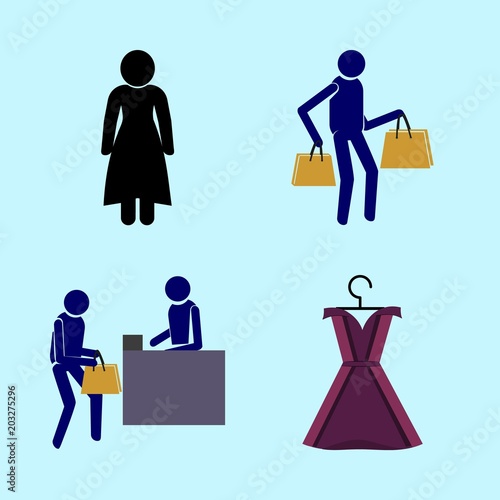 icons about Human with beauty  women dress  symbol  sing and character