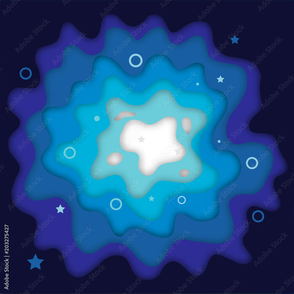 Abstract to space, paper art concept and exploration idea, 3d, vector art and illustration. Abstract to space, paper art concept and exploration idea, 3d, vector art and illustration.