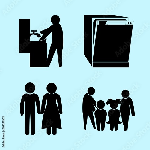 icons about Human with boy, person, figure, home and mother