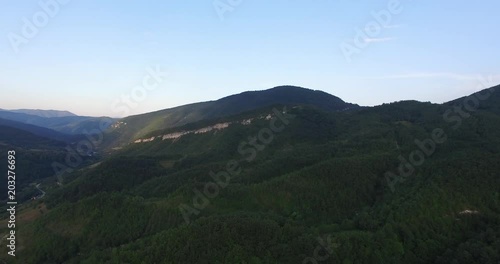 Mountains forest top view