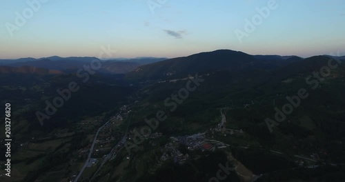 Mountains forest top view