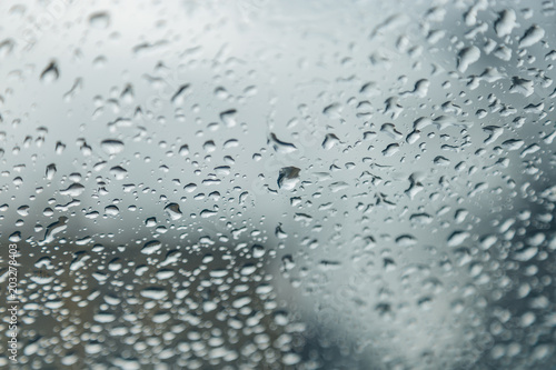 raindrops on the glass closeup