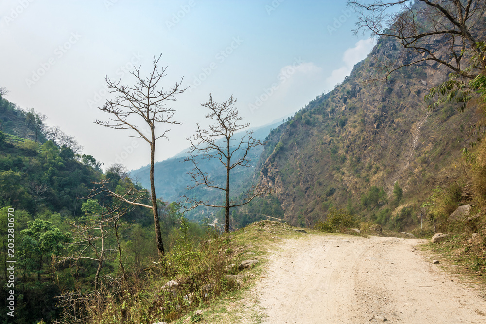 Mountain road in Nepal.