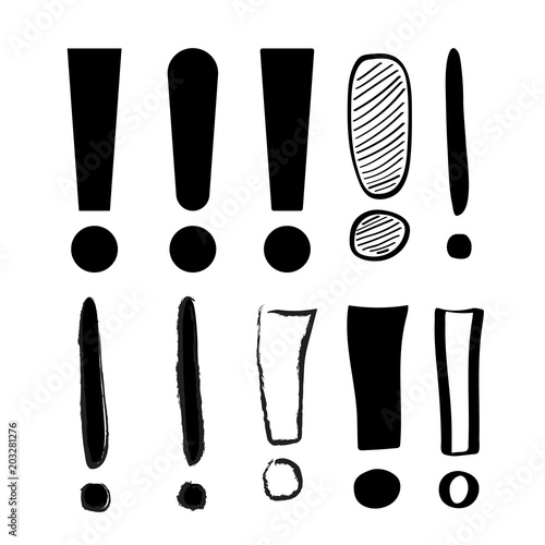 Isolated vector black exclamation mark set on white background