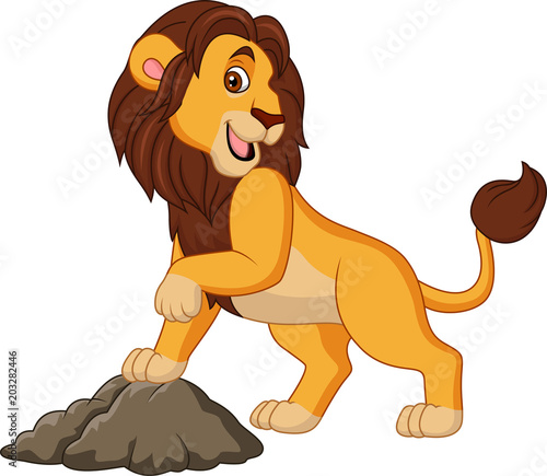 Fototapeta Naklejka Na Ścianę i Meble -  Cartoon smiling lion posing