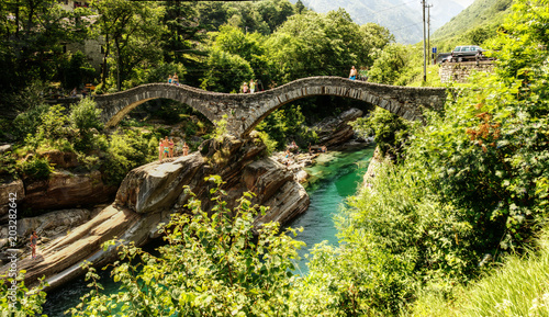 Ponte dei Salti, the mediaeval double-arched bridge at Lavertezzo, Ticino