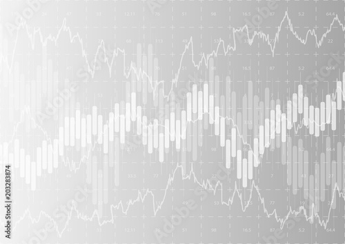 financial graph with a linear diagram  a histogram in the stock market on a gradient gray background.Vector illustration.