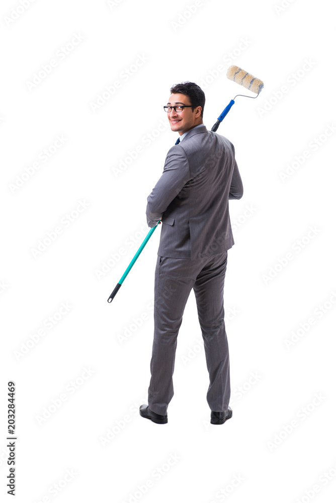Businessman painter isolated on white background Businessman painter isolated on white background