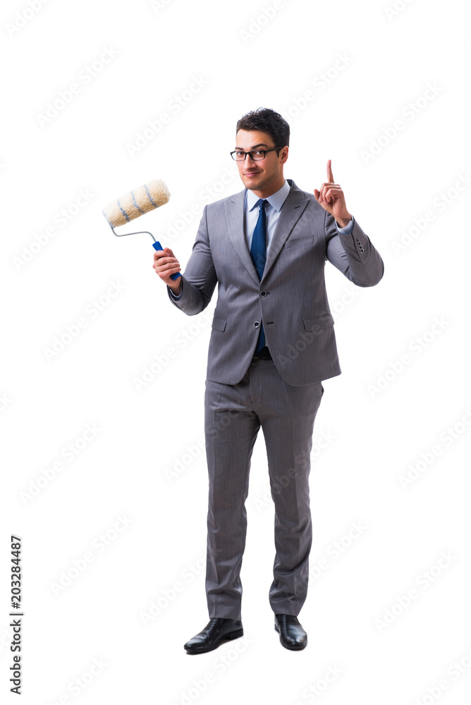 Fototapeta premium Businessman painter isolated on white background