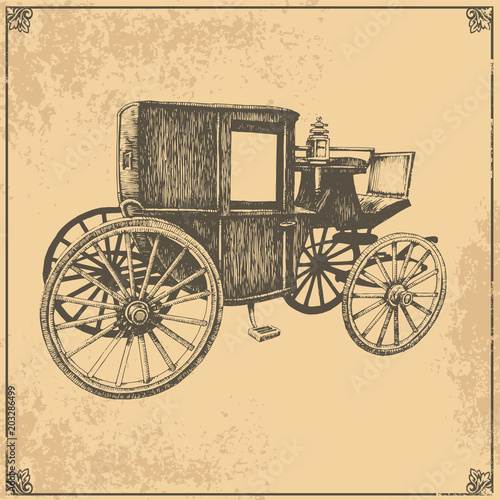 Vector old carriage on a beige background
