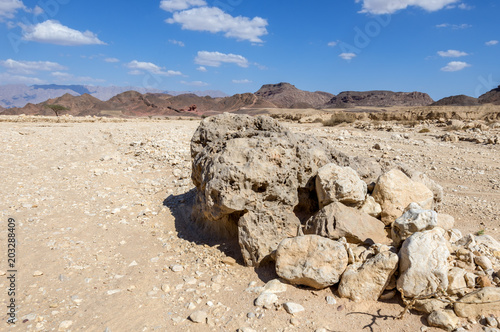 Volcanic bomb in geological Timna park, it is located 25 km north of Eilat (I...