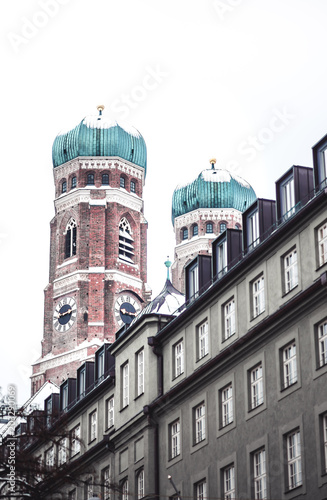 Munich Frauenkirche Cathedral towers church for sightseeing and tourism neutral modern light in winter © Karin Martin