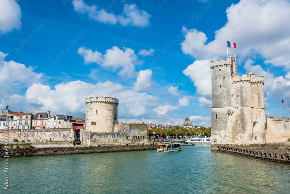 Towers of ancient fortress of La Rochelle France