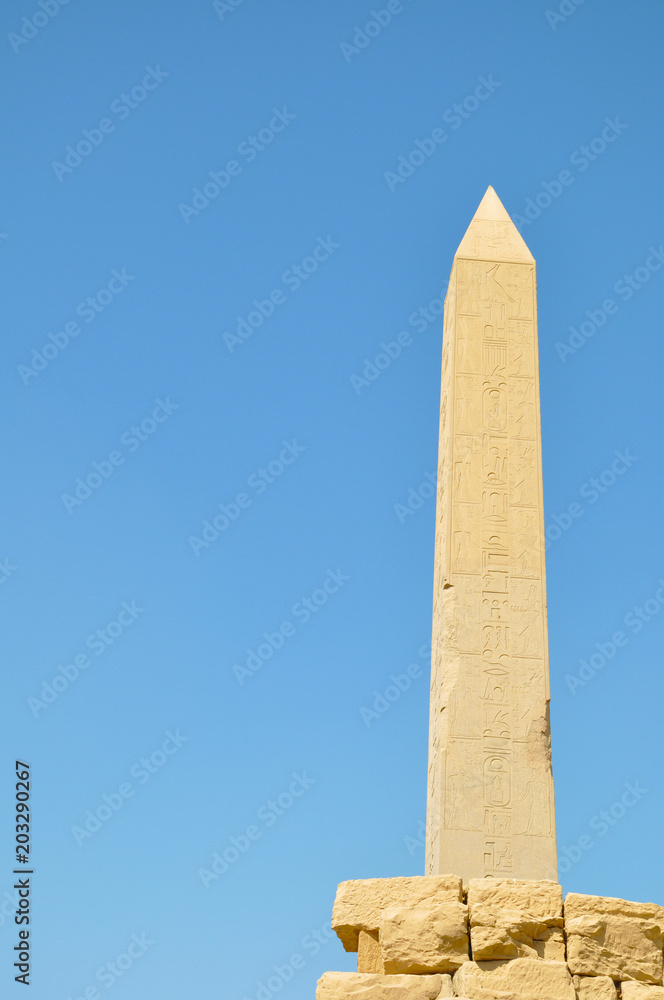 Egyptian Obelisk with Clear Blue Sky 