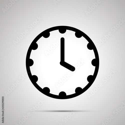 Clock face showing 4-00, simple black icon on white