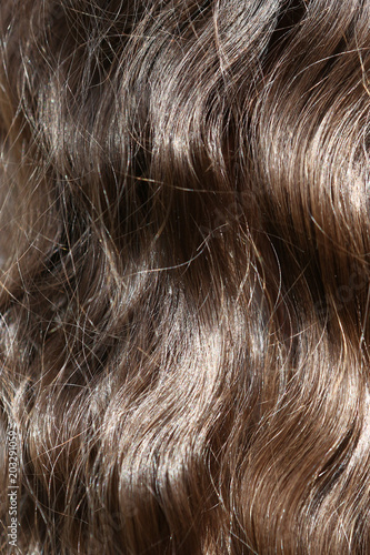 brown think healthy shining hair close up photo photo