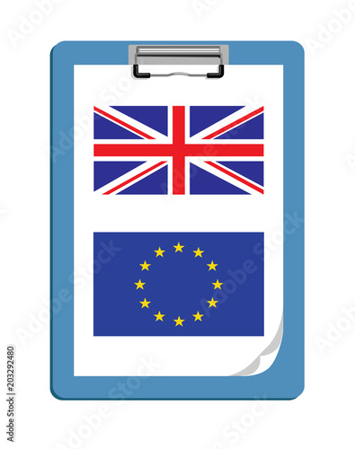 Vetor image of a clipboard with the UK and EU flag - Brexit