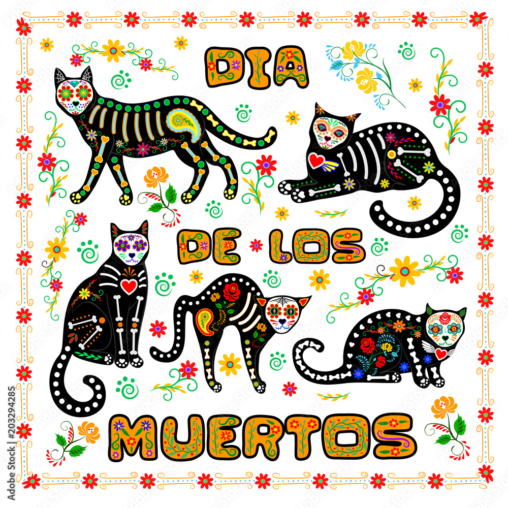 Calavera cats background Calavera cats background