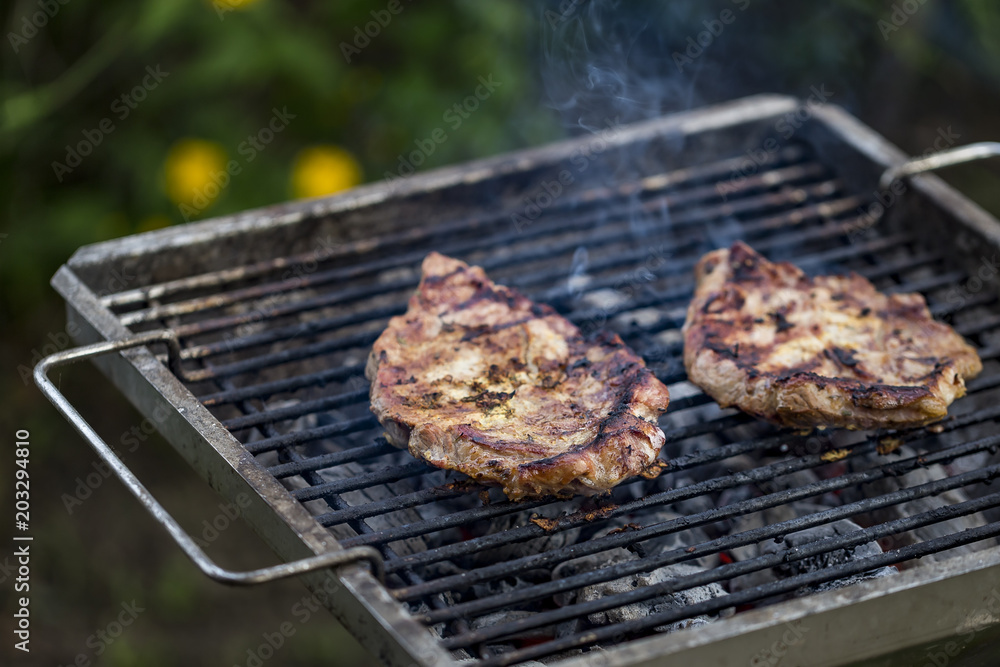 meat on a charcoal grill meat on a charcoal grill