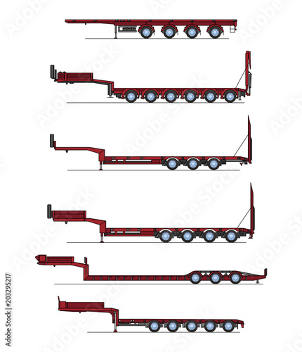 set of car trailer for transportation vehicles vector illustration isolated on white background