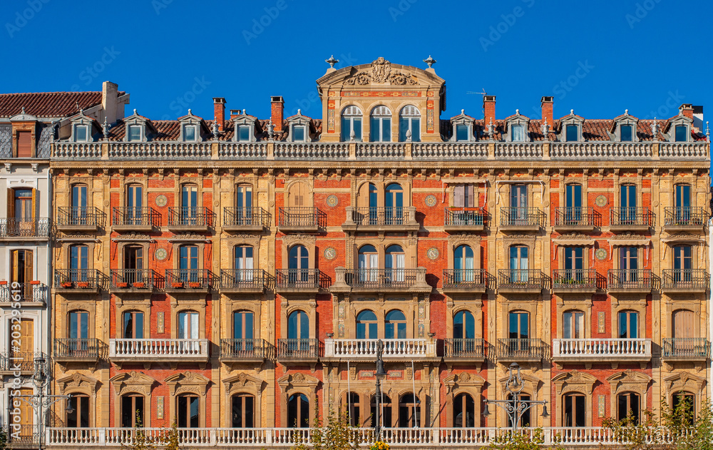 Fototapeta premium Houses in the old town of Pamplona, Spain