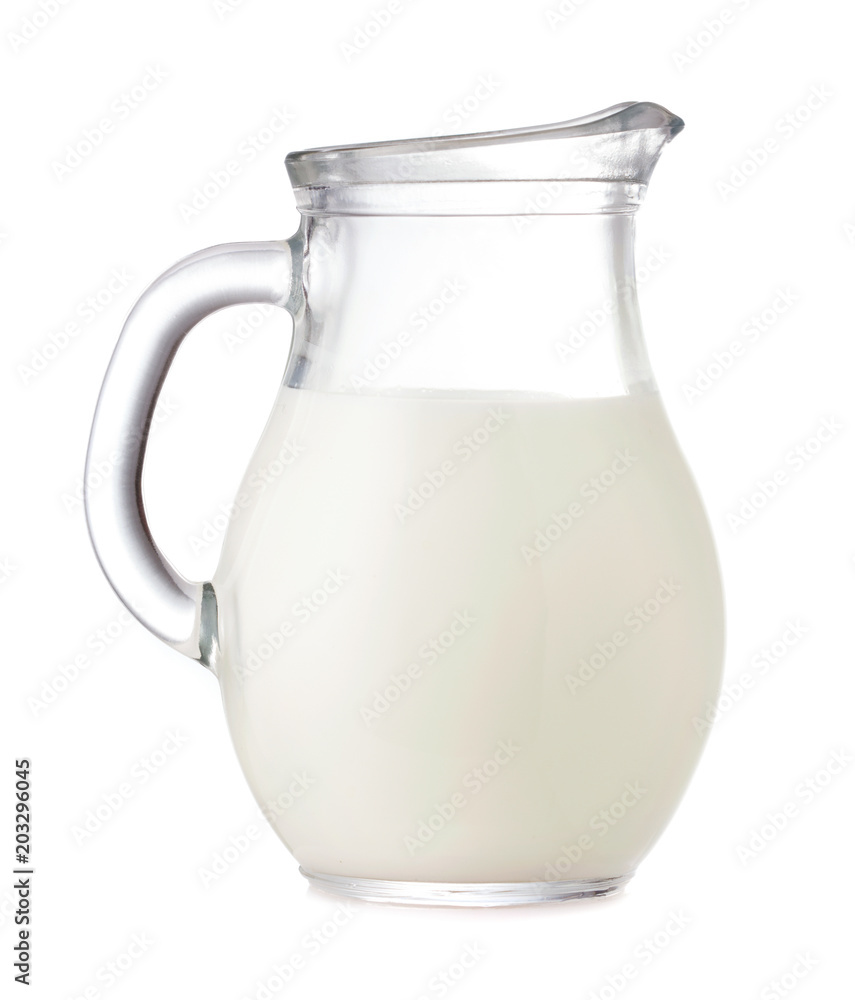 decanter of milk isolated on white background decanter of milk isolated on white background