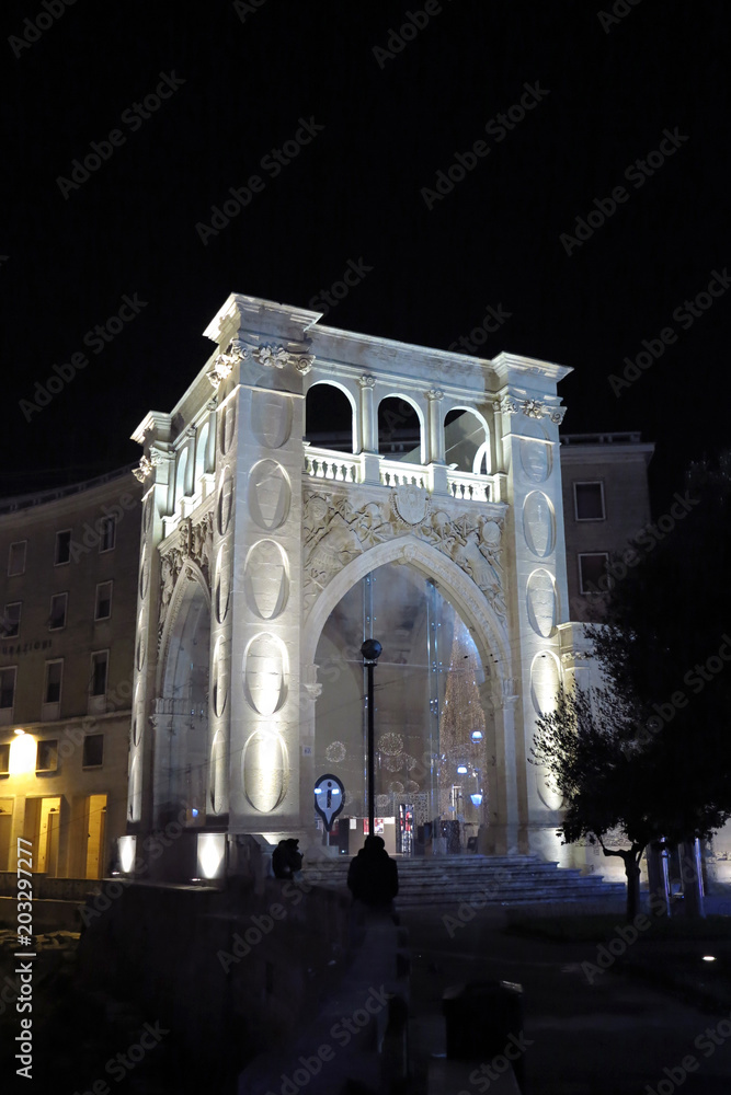 monument in baroque style of name Sedile, Lecce, Puglia, Italy