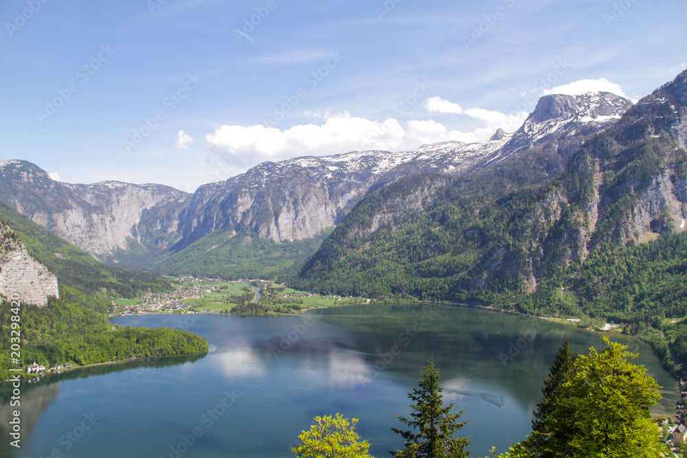 Scenic view of the famous Hallstatt lake