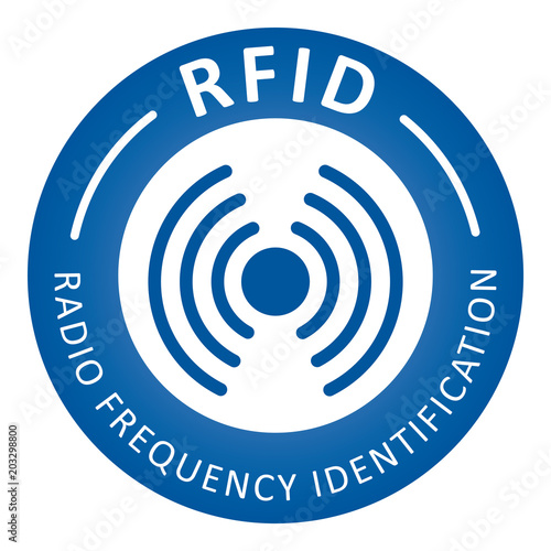 Blauer RFID Button Industrie 4.0