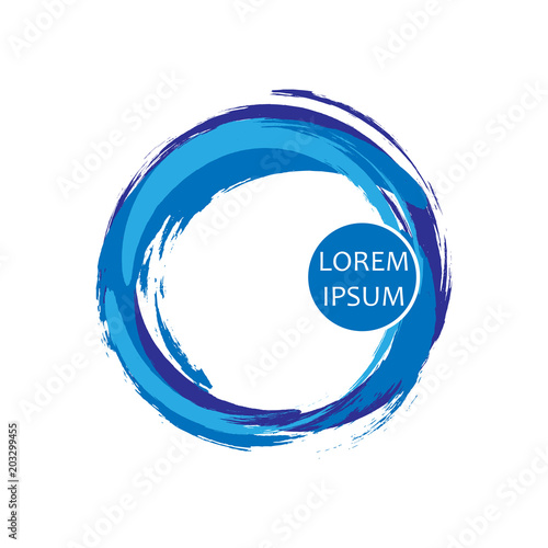 Abstract painting design element. Blue smudge whirlpool.