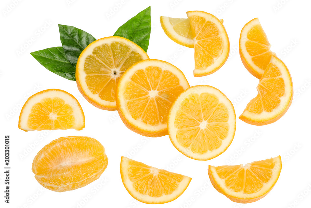 Fototapeta premium sliced lemon isolated on white background top view